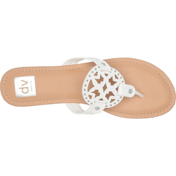 Dolce Vita Gotie Laser Cut Studded Flat Thong Sandal Flip Flop Size 7 Summer - Picture 1 of 6